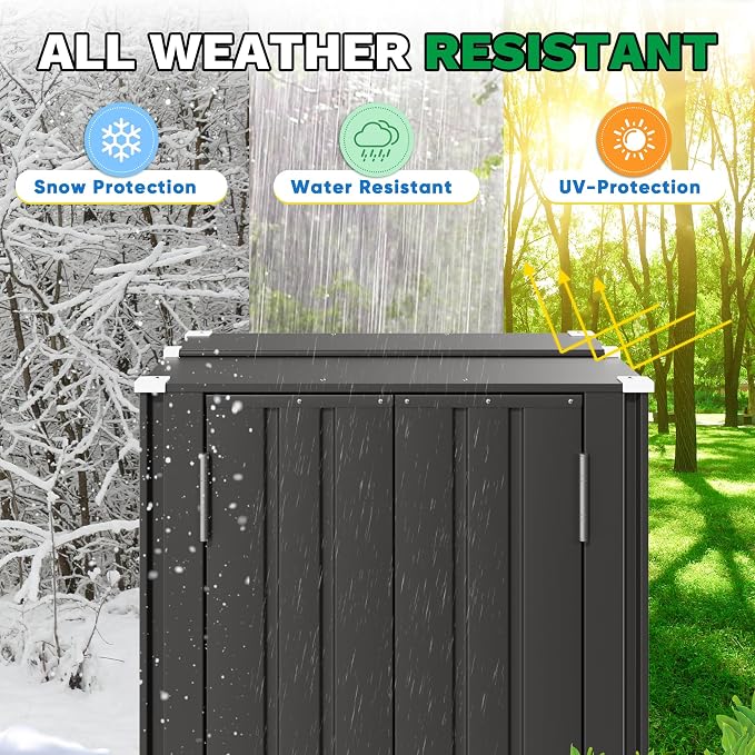 Patiowell 28 Cuft Outdoor Storage Cabinet, Metal Storage Shed - Image 6