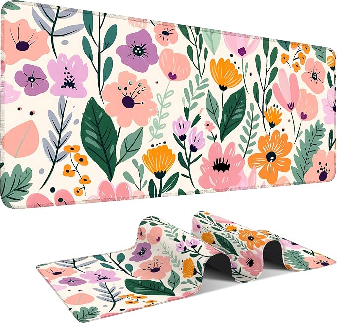 Large Mouse Pad, Floral Garden Desk Mat, Extended Gaming Mouse Pad by THISFIND