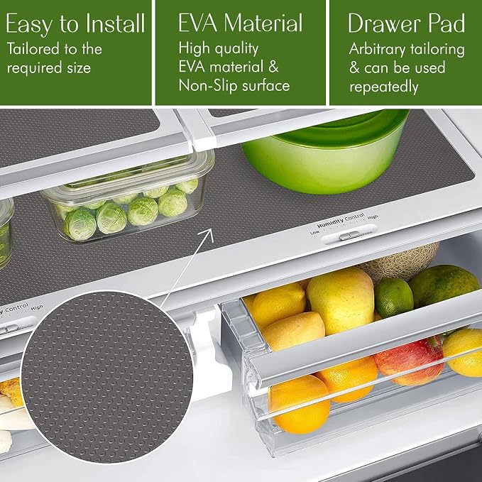 EVALAND Shelf Liners for Kitchen Cabinets Non-Adhesive 17.7" x 33 FT Grey - Image 3