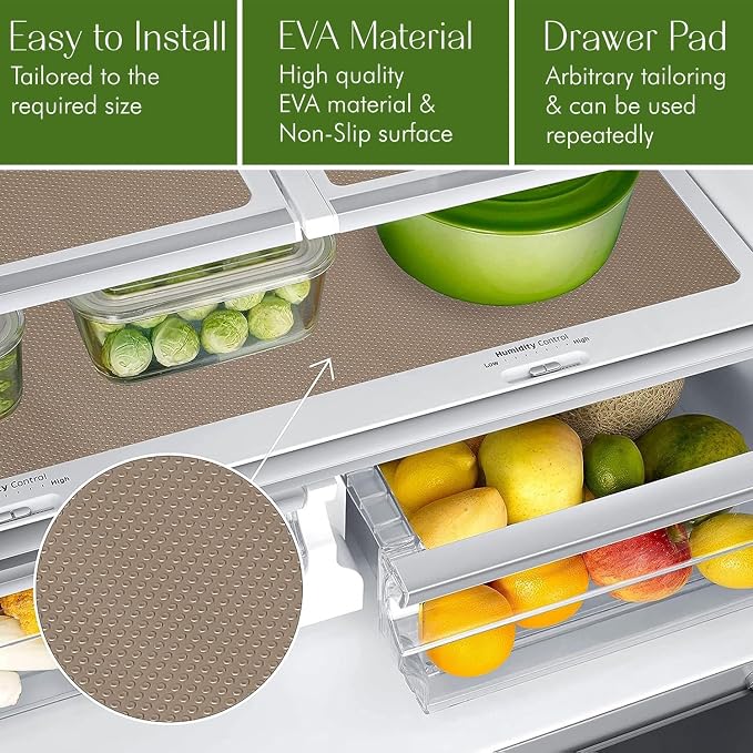 EVALAND Shelf Liners for Kitchen Cabinets Non-Adhesive 17.7" x 33 FT Beige - Image 3