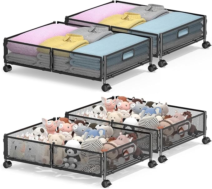 Under Bed Storage with Wheels, Rolling Under Bed Storage Bins by ABCASTER