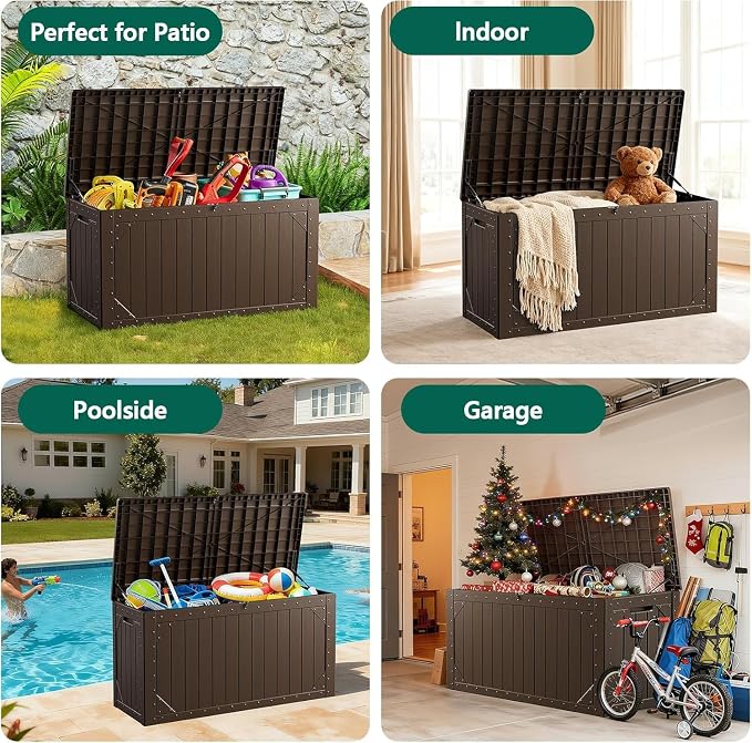 100 Gallon Outdoor Storage Box, Weatherproof Deck Box - Image 2