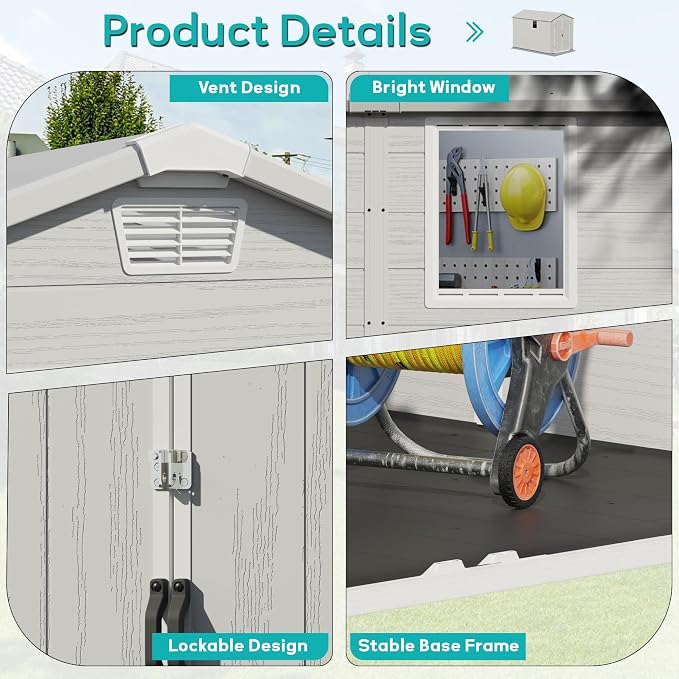 Greesum 6×10FT Plastic Outdoor Storage Shed - Image 5