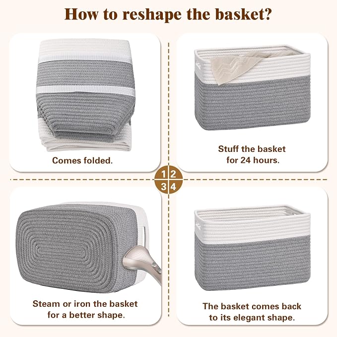 Storage Baskets for Organizing, 4 Pack Storage Baskets for Shelves, Woven - Image 8