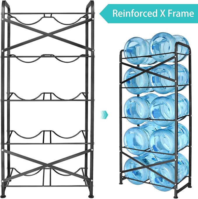 5 Gallon Water Bottle Holder for 10 Bottles, 5 Tiers Heavy-Duty Water Cooler - Image 7