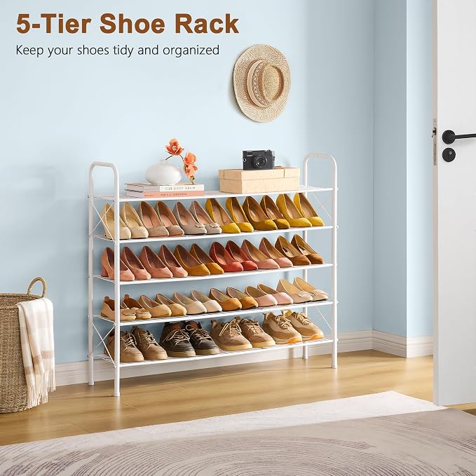 Hoctieon 5 Tier Shoe Rack for Closet, Durable Mesh Style Shoe Rack, Entryway - Image 4