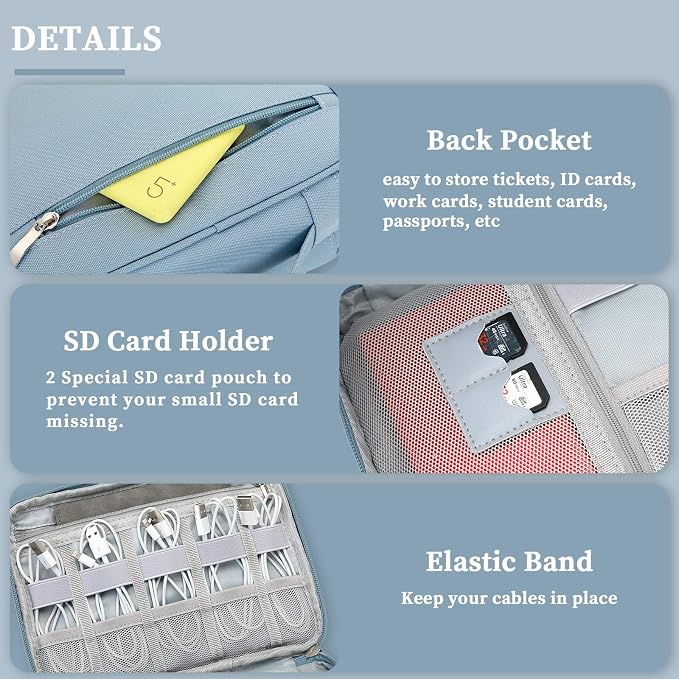 Lanola Electronic Organizer Travel Double Layer Cable Organizer Bag, Accessory - Image 6