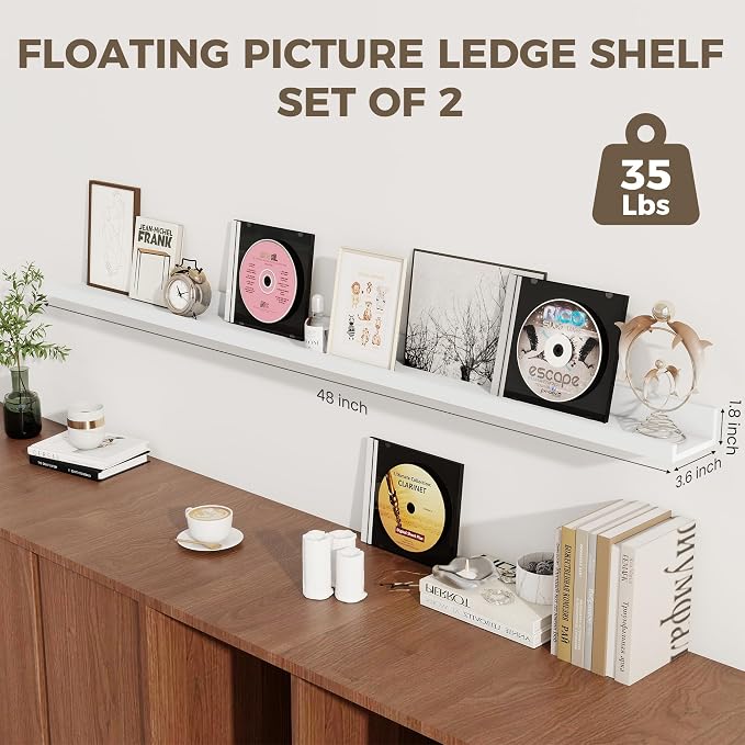 Axeman 48 Inch White Floating Shelves - Image 3