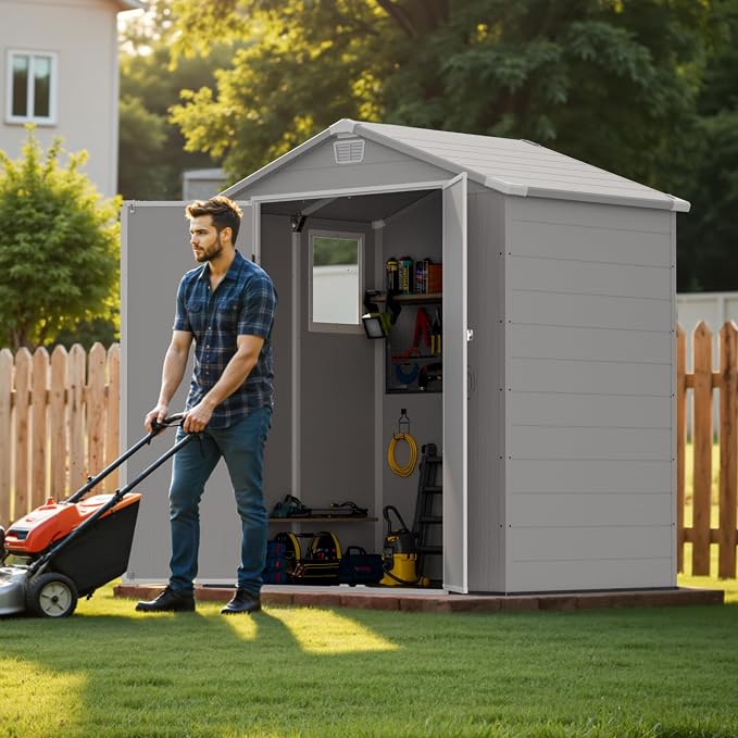 Greesum 6x4FT Plastic Outdoor Storage Shed - Image 6