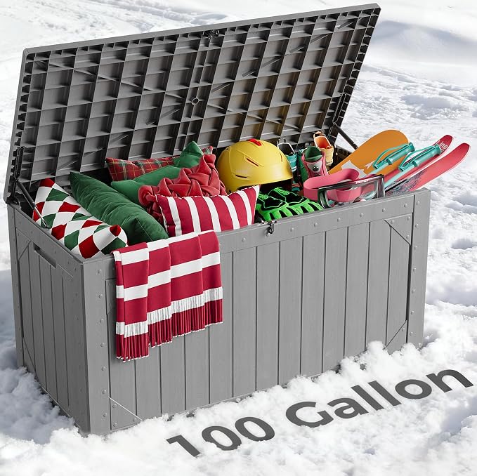 100 Gallon Outdoor Storage Box, Weatherproof Deck Box by HomePage