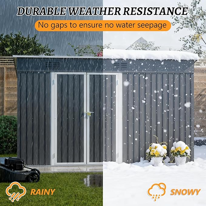 4'x10' Metal Shed Outdoor Storage Shed, Metal Steel Utility Tool Shed Storage - Image 5