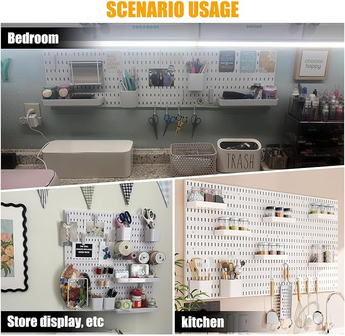 PSLER 4PCS Pegboard Wall Organizer White Peg Boards - Image 5