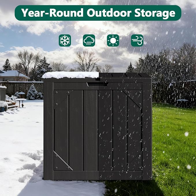 31 Gallon Outdoor Storage Box, Lockable Resin Deck Box - Image 2