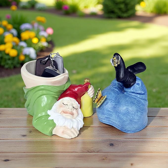 Gnome Hide a Key Outside Funny Dwarf Key Hider Outdoor Containers Box - Image 2