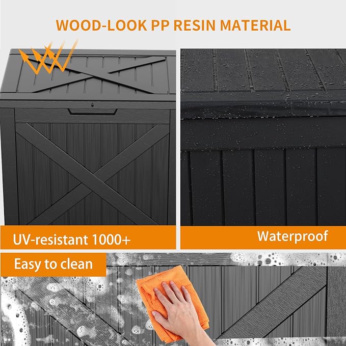 32 Gallon Waterproof Outdoor Storage Box, UV Resistant Resin Deck Box - Image 3