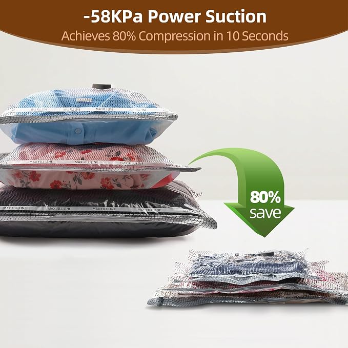18 Pack Travel Vacuum Bags for Clothing, Compression Seal Packing Cubes for - Image 3