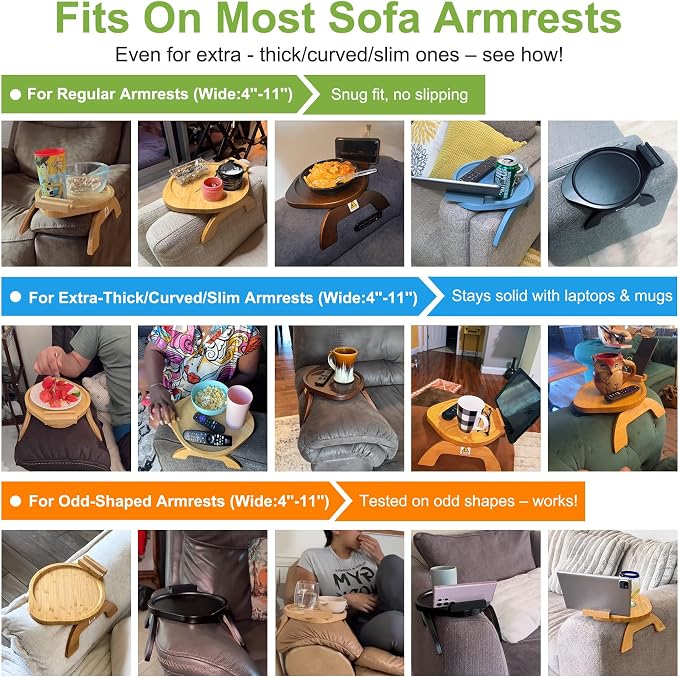 Couch Arm Table, Bamboo Couch Armrest Table - Image 3