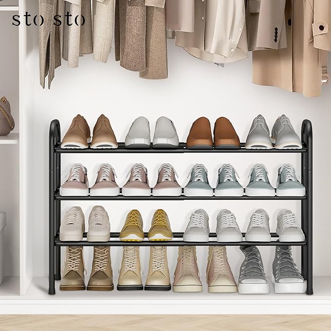 STO STO Expandable Shoe Rack, 3-Tier Metal Small Shoe Rack - Image 2