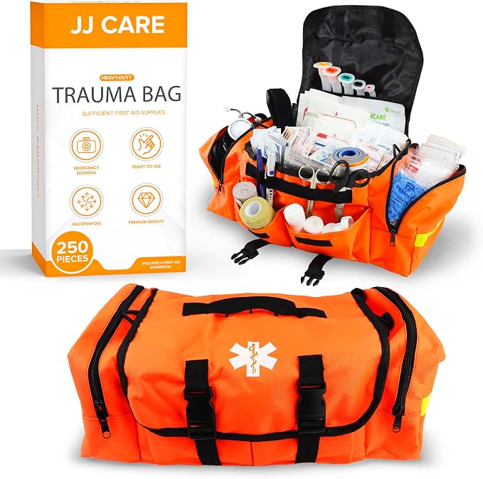 JJ CARE Trauma kit 250PCS First Responder Kit, EMT Bag by JJCARE