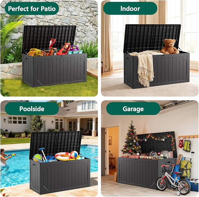 100 Gallon Outdoor Storage Box, Weatherproof Deck Box - Image 2