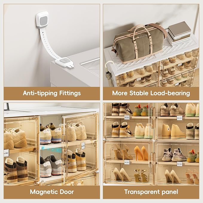 JEKO&JEKO 4 Tiers Foldable Shoe Rack Organizer Cabinet - Image 4