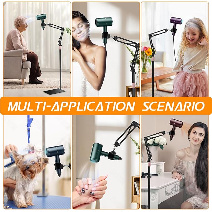 Hair Dryer Stand, 1.68M Height Adjustable, Hands Free Blow Dryer Holder - Image 6