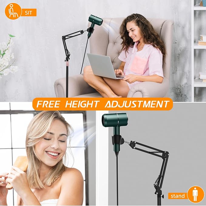Hair Dryer Stand, 1.68M Height Adjustable, Hands Free Blow Dryer Holder - Image 4