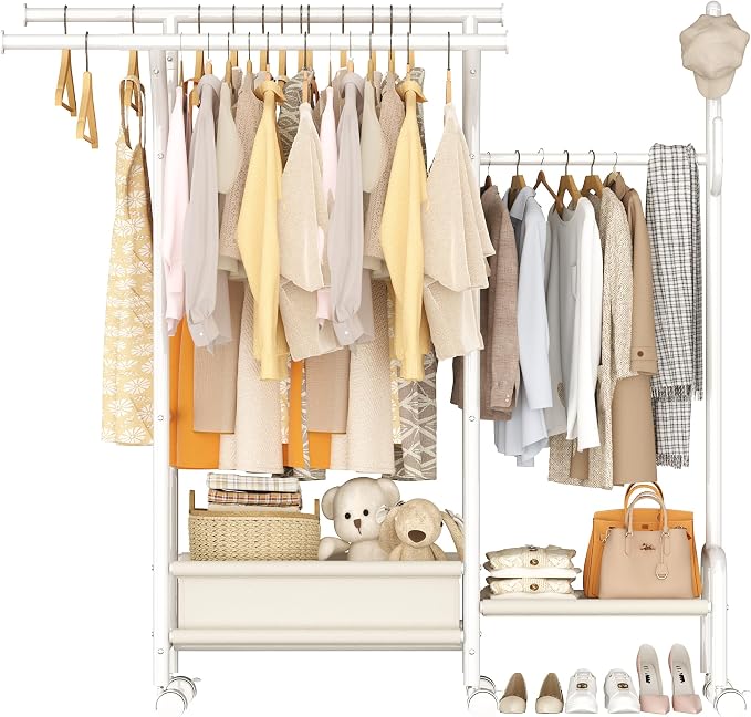 Homeiju Heavy Duty Clothes Rack Load 500LBS, Three Rods Clothing Racks - Image 9