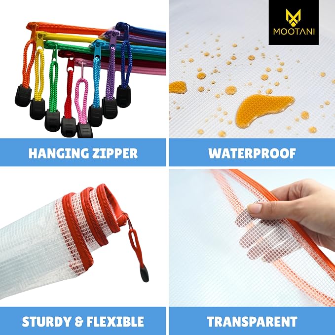24 Pcs Mesh Zipper Pouch Bags A3 Inches Large Waterproof, Reusable Zipper Bags - Image 5