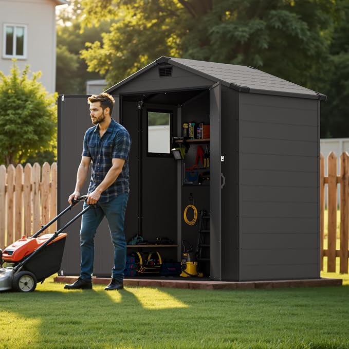 Greesum 6x4FT Plastic Outdoor Storage Shed - Image 3