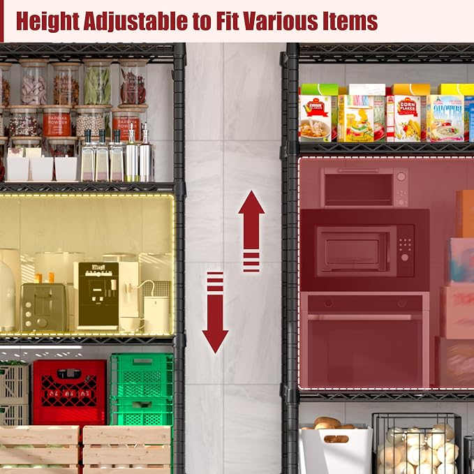 PrimeZone 2 Packs 48" W x 24" D x 81" H Heavy Duty Wire Storage Shelves - Image 5