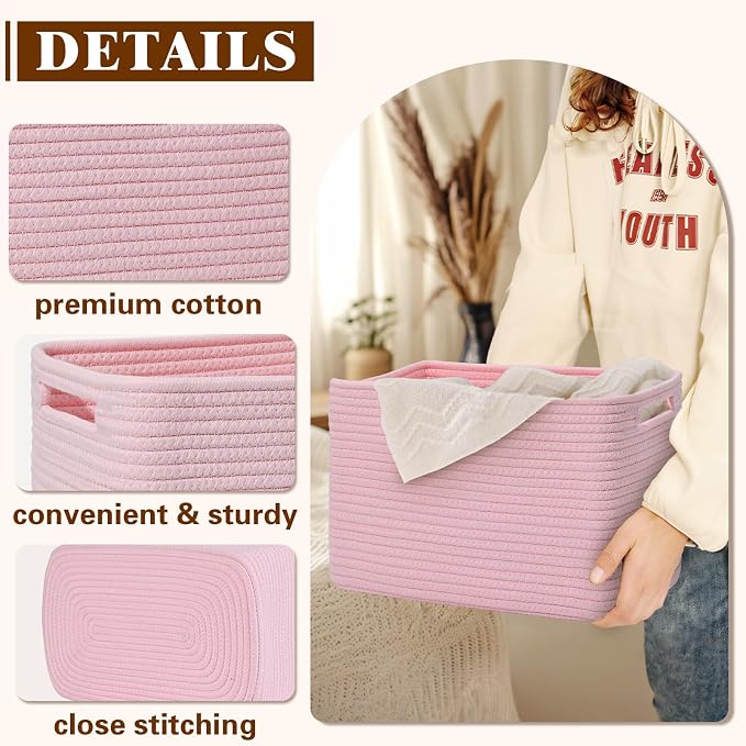 Storage Baskets for Organizing, 4 Pack Storage Baskets for Shelves, Woven - Image 5