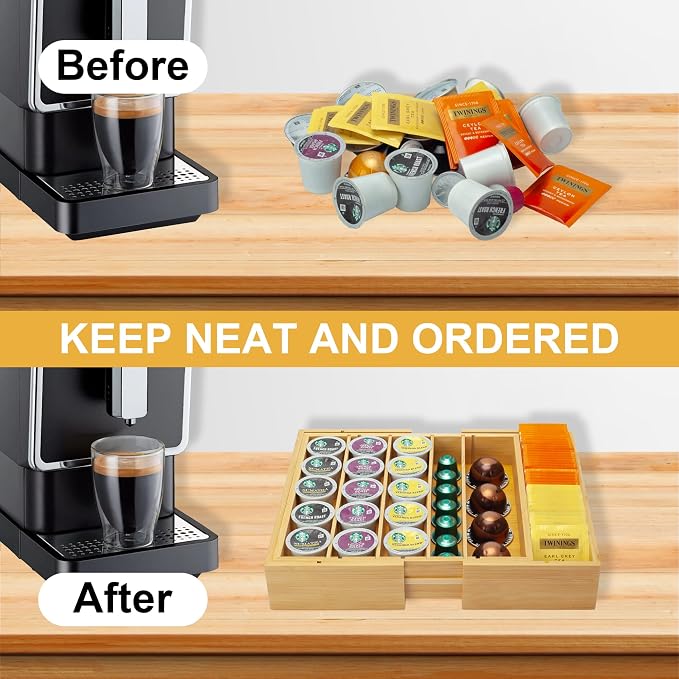 MinBoo Bamboo K Cup Holder for Drawer or Countertop Coffee Pod Holder - Image 5