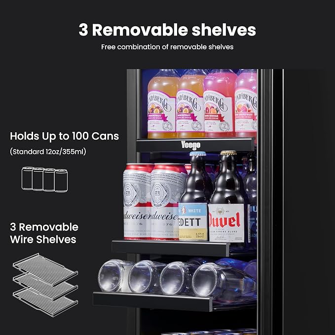Yeego 15 Inch Beverage Refrigerator – 100 Can Mini Fridge - Image 4