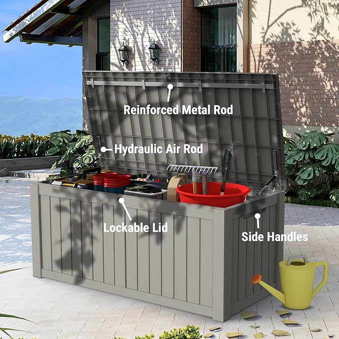 Mars Villa 119 Gallon Outdoor Storage Box Waterproof, Large Resin Deck Box - Image 7