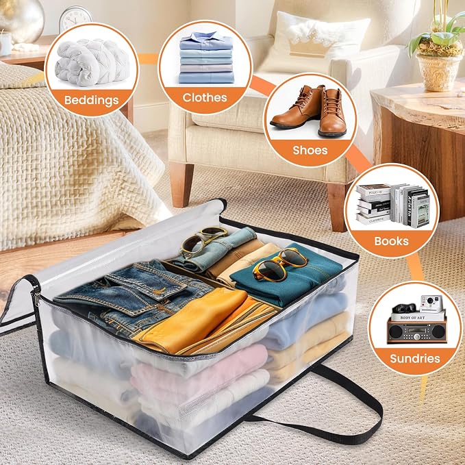 6 Pack Clear Storage Bags for Comforter, Clothes & Bedding, Plastic Blanket - Image 6