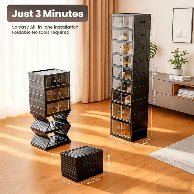 Foldable Shoe Organizer Storage Box, Portable Extra Large Folding Shoe Rack - Image 2