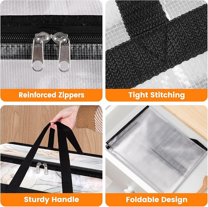 BlissTotes 8 Pack Clear Clothes Storage Bags, Moving Bags, Foldable Blanket - Image 3