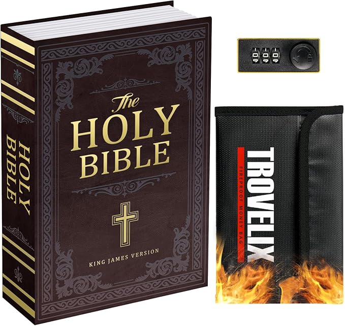 Book Safe with Combination Lock, Hidden Safe with Fireproof Bag, Secret by KOFAIR