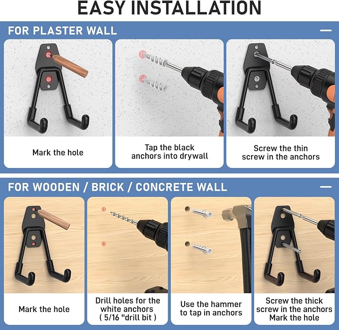 Garage Hooks with Anti-Slip Coating, Heavy Duty Wall Mount Storage Hooks - Image 6