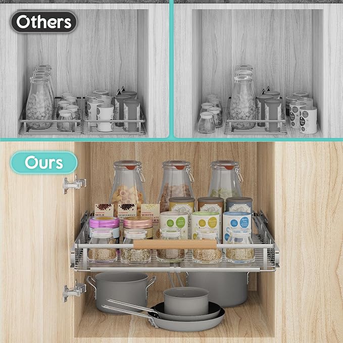 Expandable Pull Out Cabinet Organizer, Adjustable Width:12.3~18.5''W x 22.5''D - Image 7