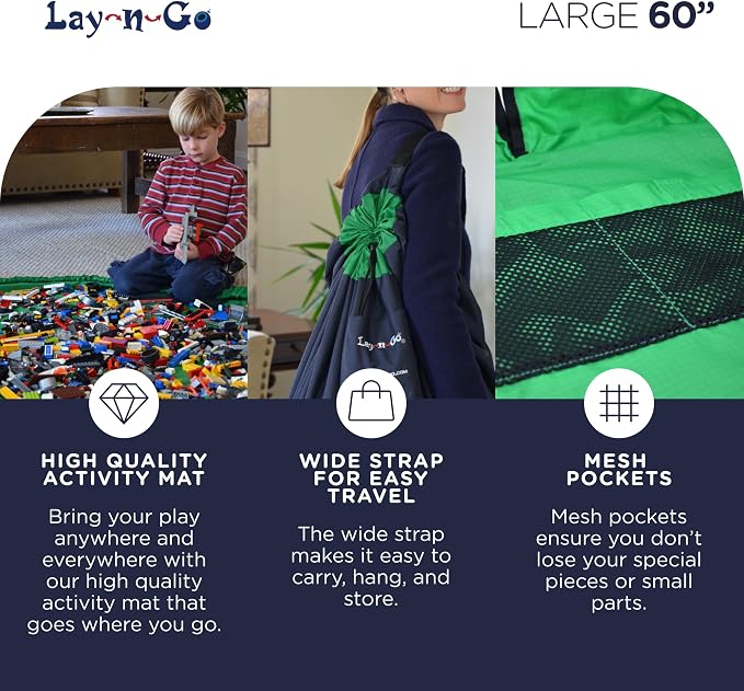 Lay-n-Go 2-in-1 Small Portable Drawstring Toys Storage Organizer and Play Mat - Image 5
