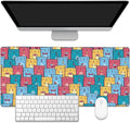 Kawaii Colorful Cats Desk Mat, Large Gaming Mouse Pad, Non-Slip Rubber Base by EOBKLAX