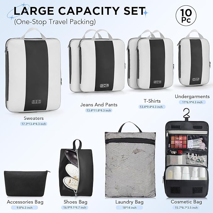 10 Set Compression Packing Cubes - Image 2