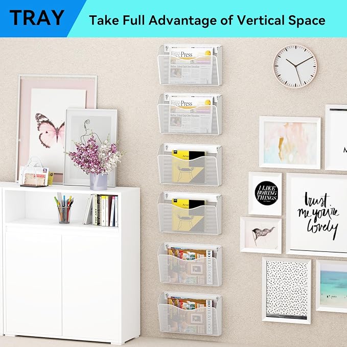 6 Single Pocket Wall File Holder, Mesh Hanging File Folder Paper Organizer - Image 7
