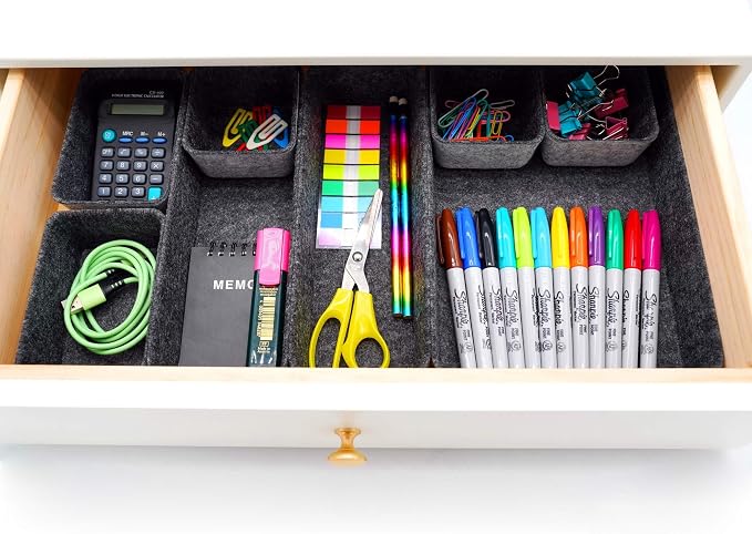 Welaxy desk drawer organizer tray shallow felt storage bin - Image 8