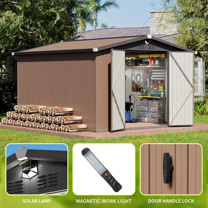 10x12 FT Metal Storage Shed, Outdoor Tool Sheds - Image 4
