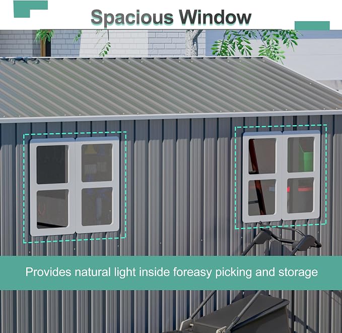 4x10 FT Outdoor Storage Shed, Metal Shed, Lockable Door, Sloping Roof, - Image 3