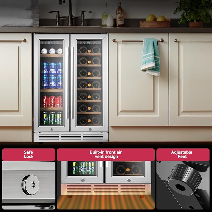24" Wine and Beverage Refrigerator, Dual Zone Wine Cooler - Image 5