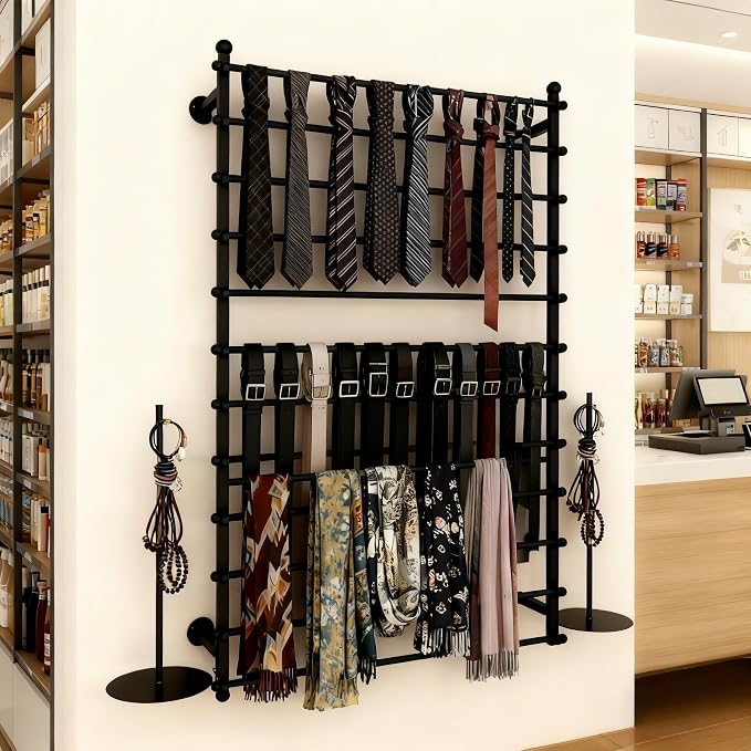 12 Layers 80cm Black Wall Display Stand Wrapping Paper Ribbon Organizer Tie - Image 2